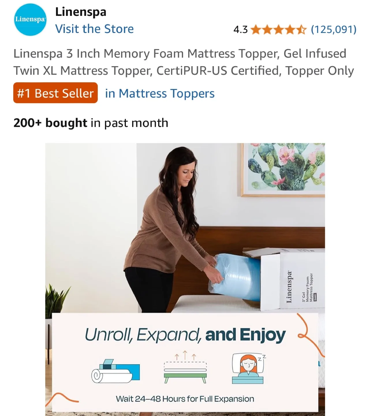 Linenspa 3-Inch Memory Foam Twin XL Mattress Topper image indicator(6)