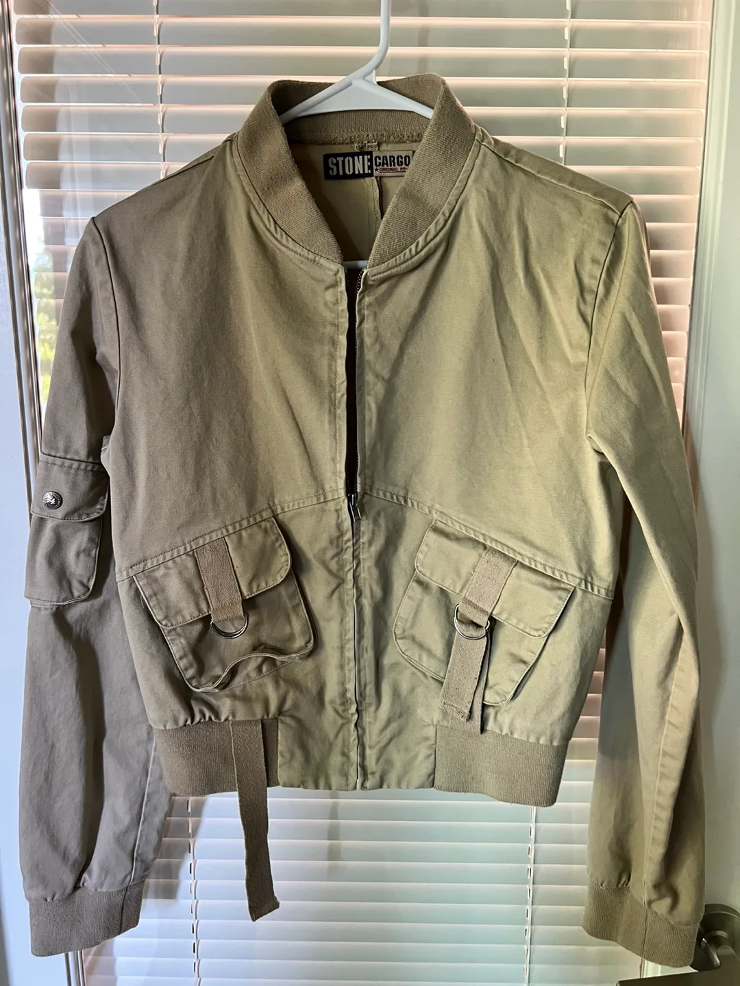 Stone Cargo Khaki Bomber Jacket thumbnail