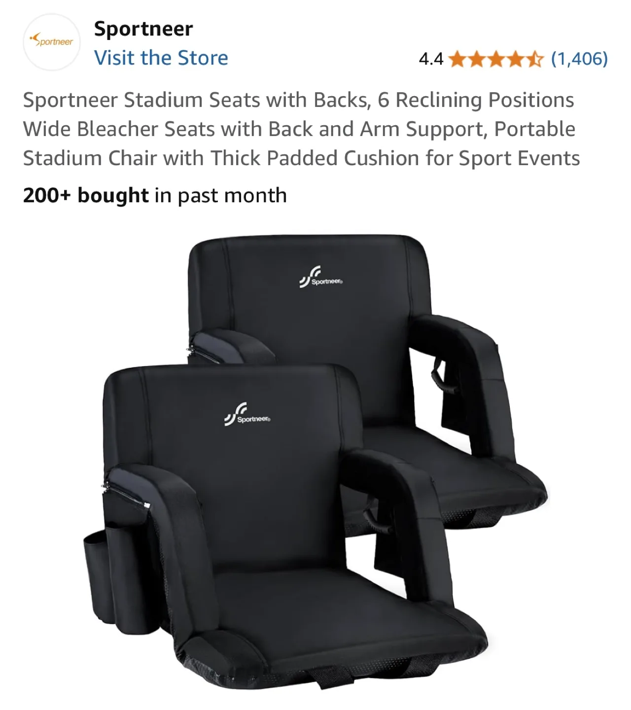Sportneer Stadium Seats with Backs, 6 Reclining Positions thumbnail