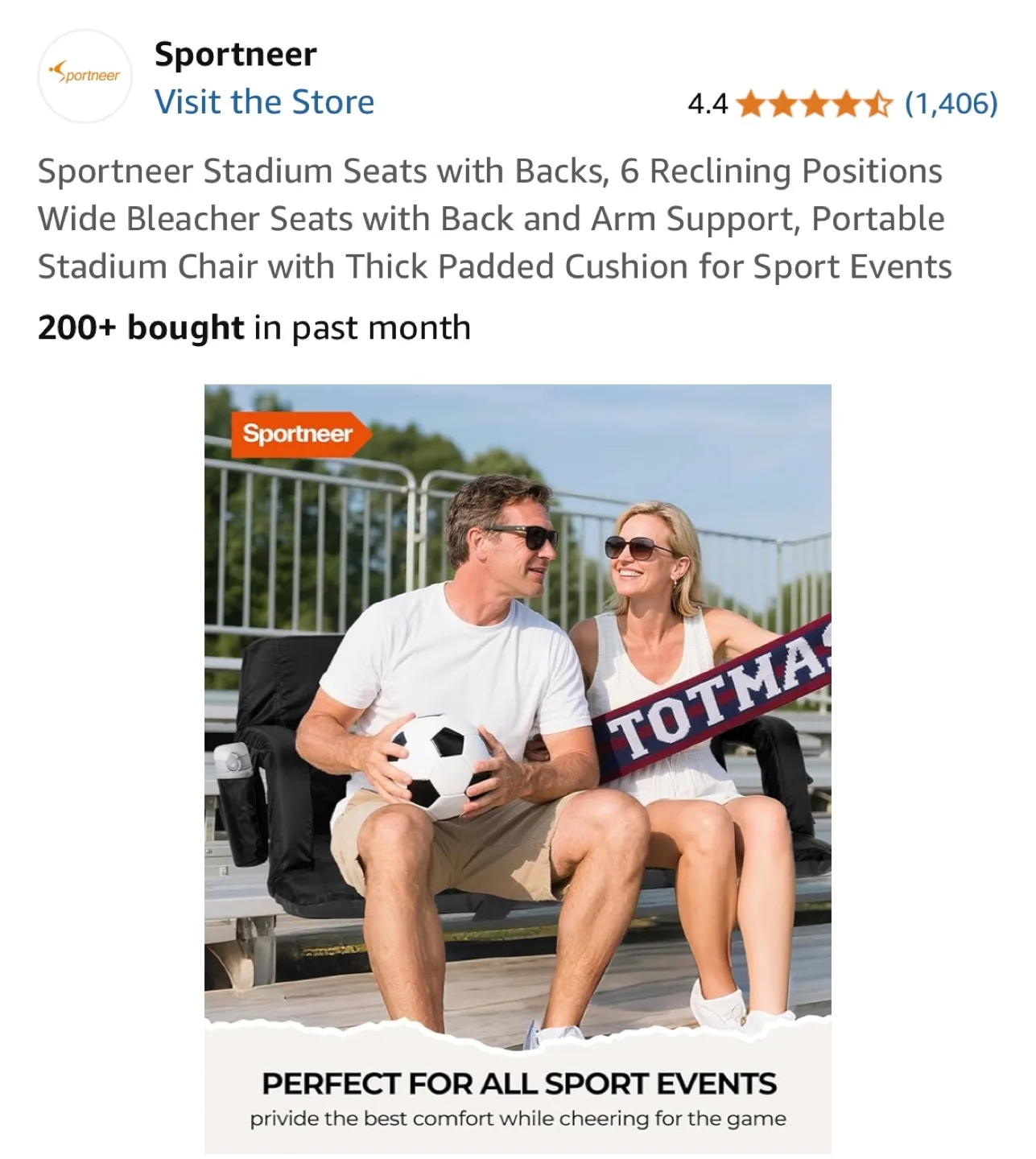 Sportneer Stadium Seats with Backs, 6 Reclining Positions image indicator(8)