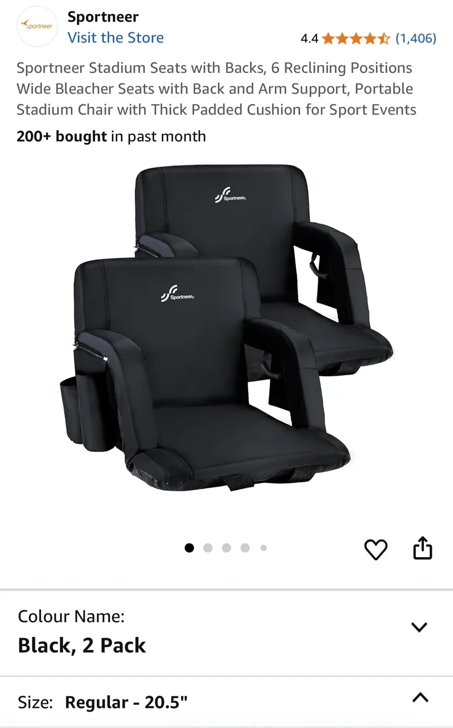 Sportneer Stadium Seats with Backs, 6 Reclining Positions image indicator(9)