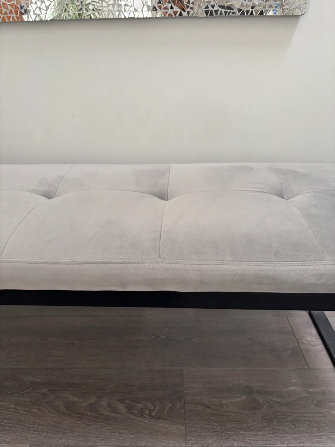 Grey Tufted Ottoman Bench image indicator(2)
