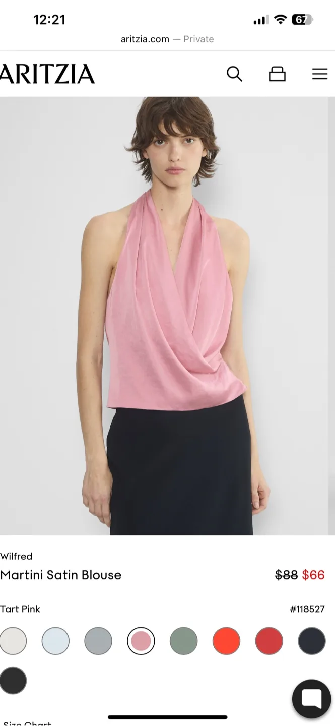 Wilfred Martini Satin Blouse - Tart Pink, Size M thumbnail