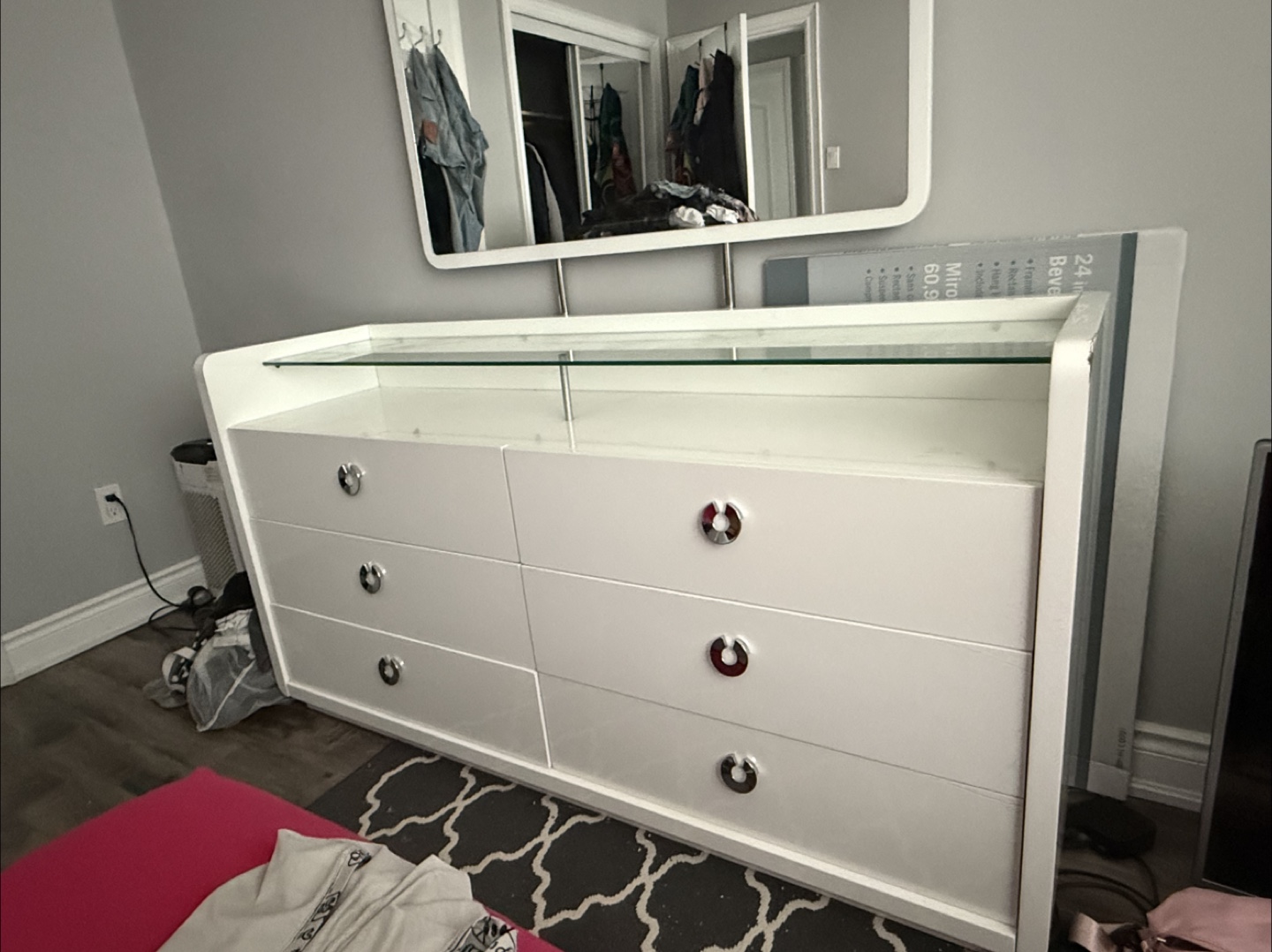 White Dresser and Headboard