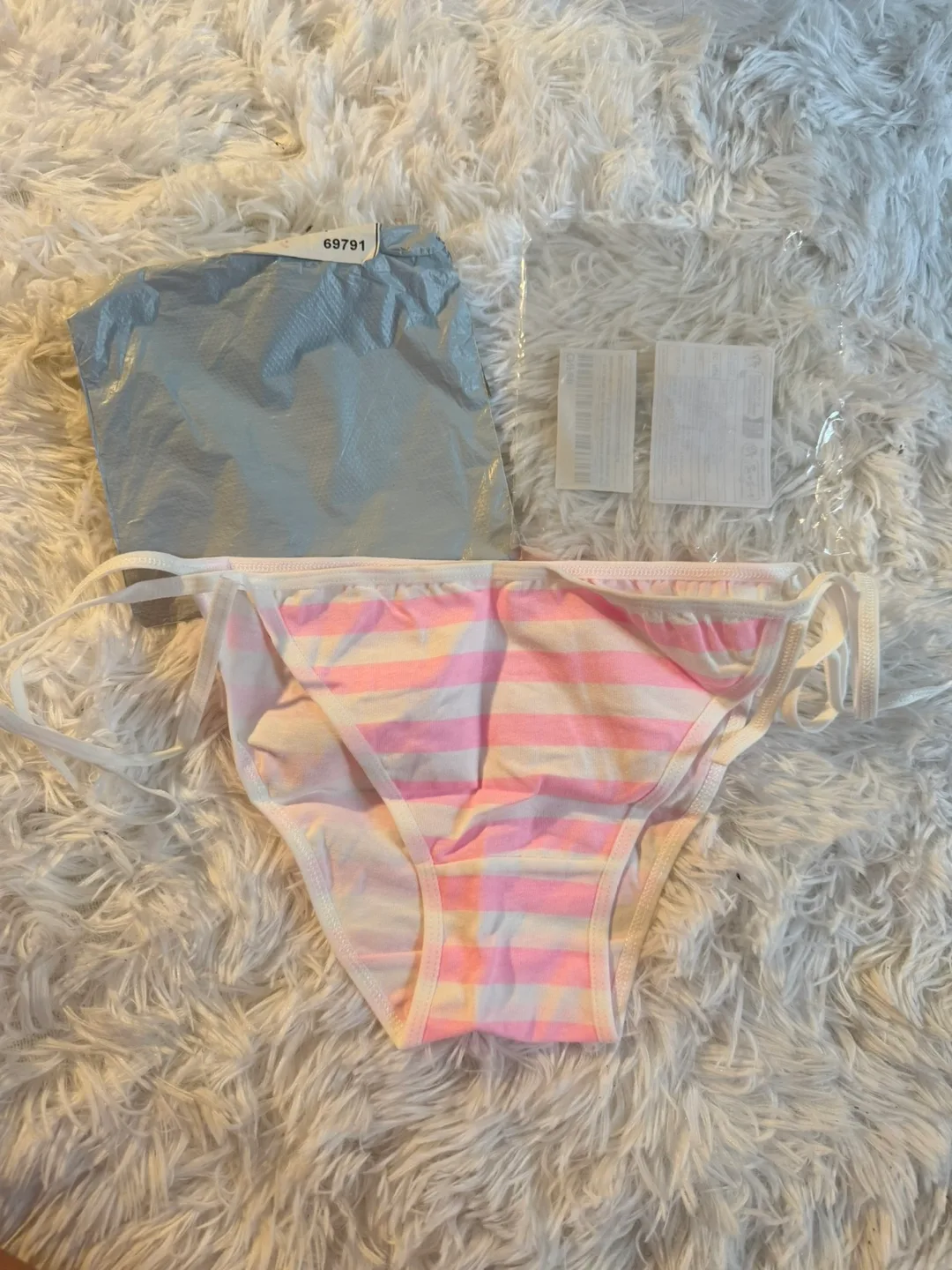 New Pink Striped Bikini Bottoms thumbnail