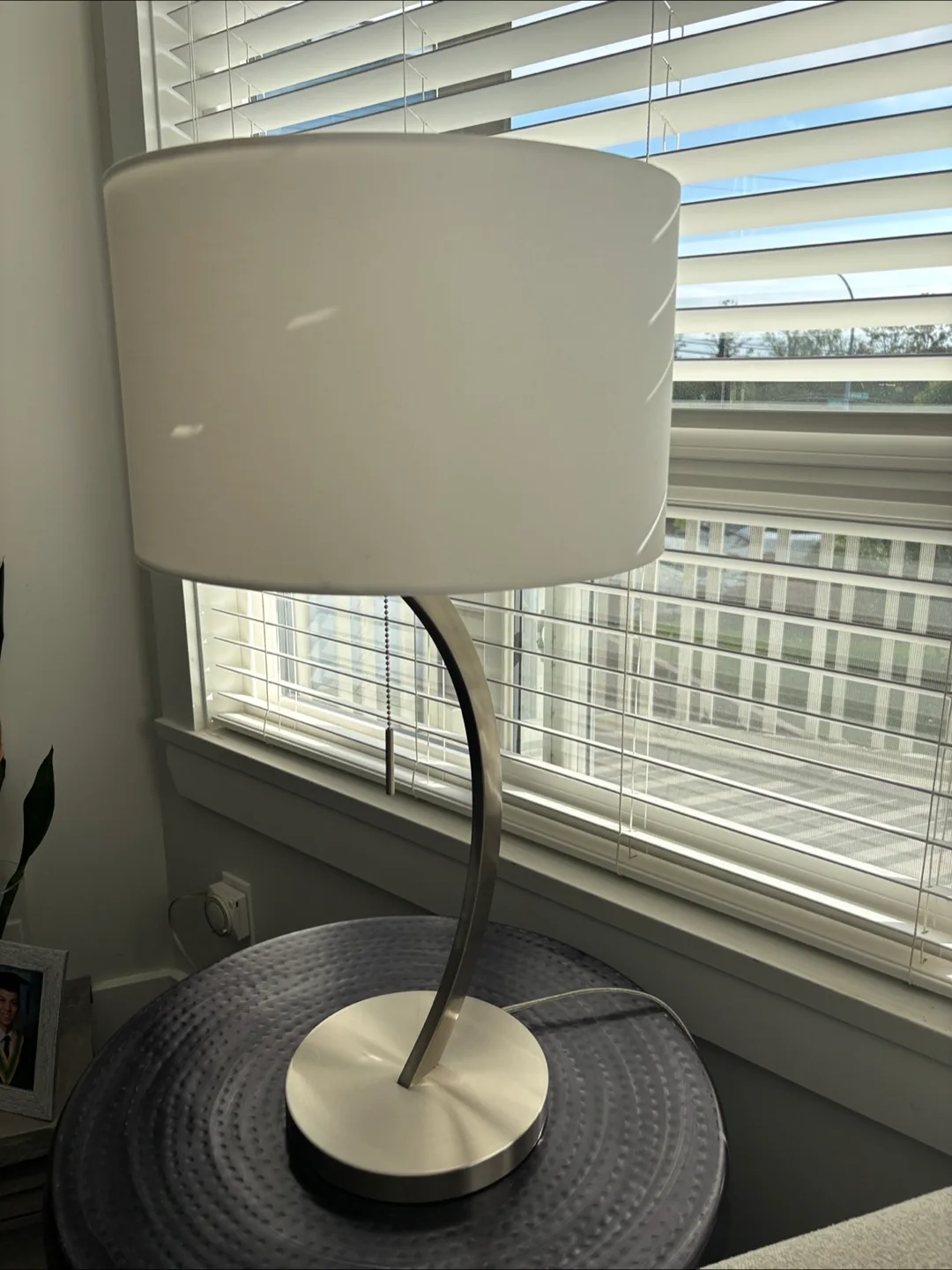 Table Lamp - White Shade, Silver Base thumbnail