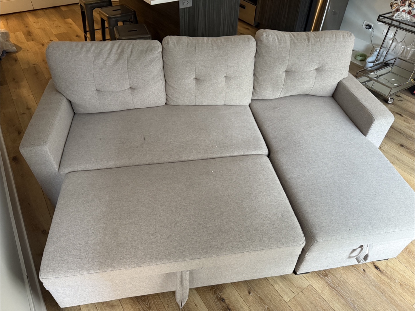 IKEA Sleeper sofa with storage- light beige slightly used - photo 3