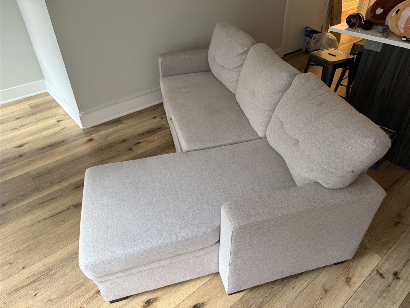 IKEA Sleeper sofa with storage- light beige slightly used