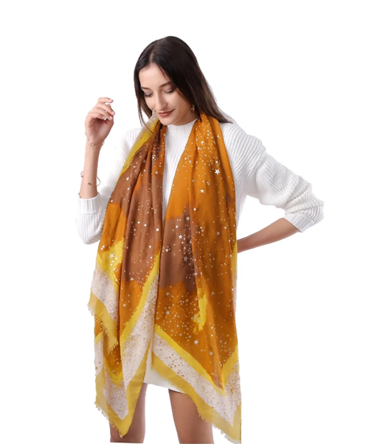 Yellow Star Pattern Scarf thumbnail