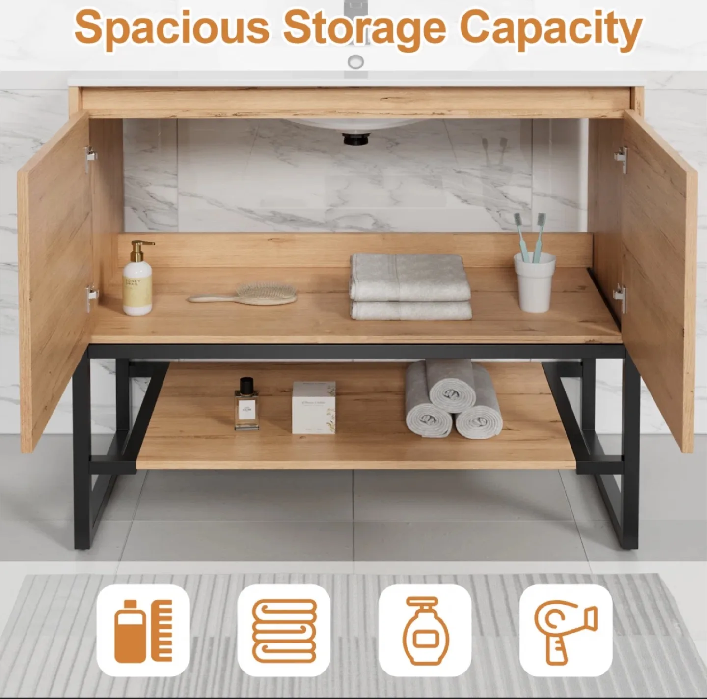 Spacious Vanity Cabinet with Soft-Close Doors image indicator(2)