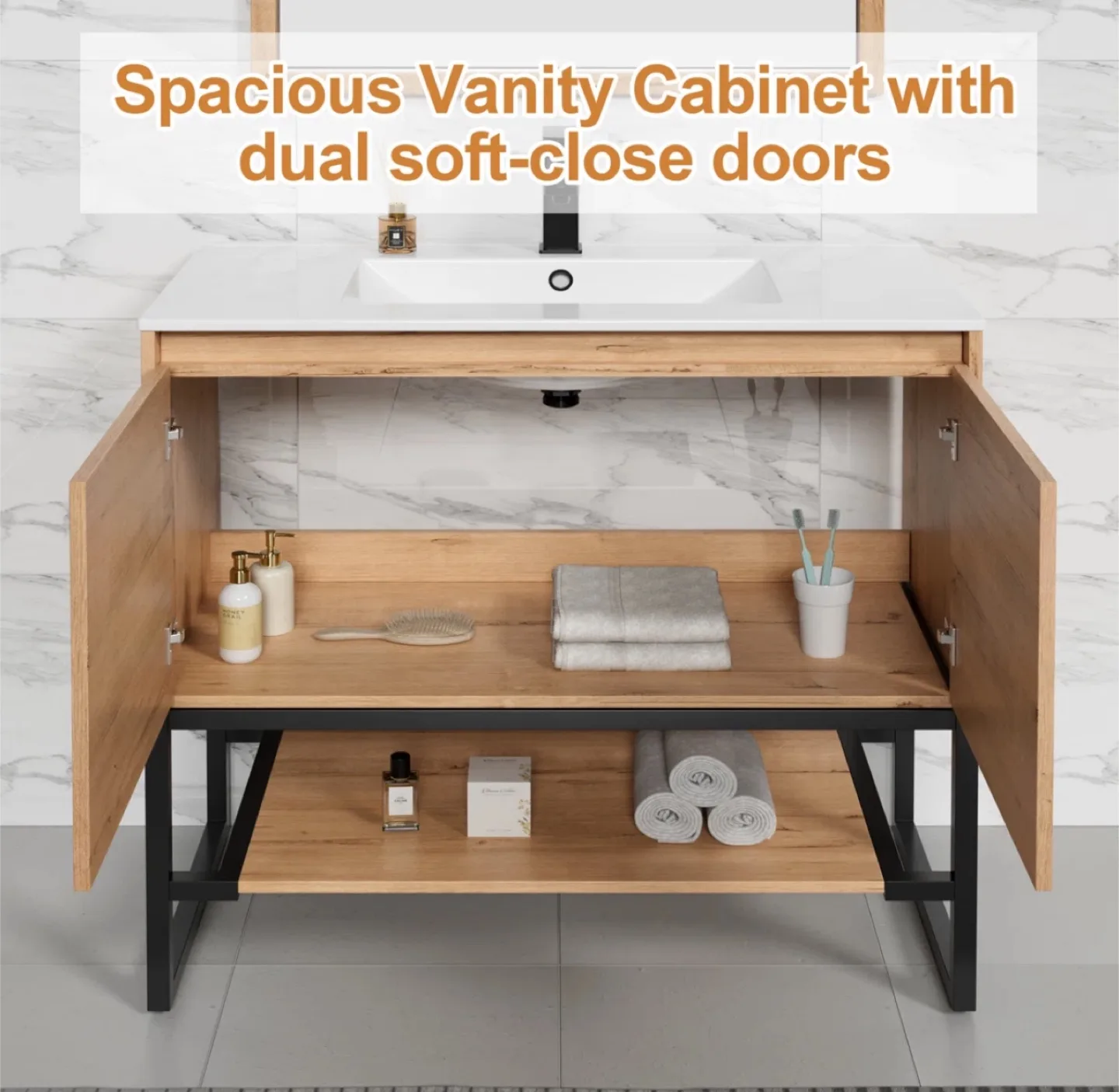 Spacious Vanity Cabinet with Soft-Close Doors image indicator(4)