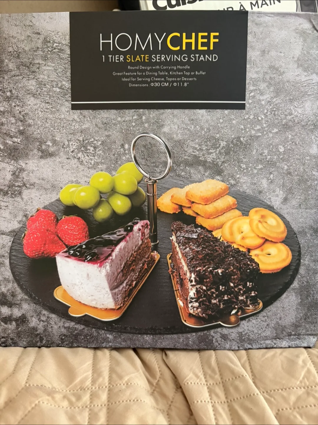 HOMYCHEF 1 Tier Slate Serving Stand - New thumbnail