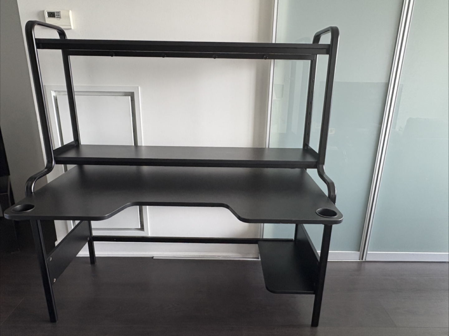 Black Office and Gaming Desk with Shelves - photo 2