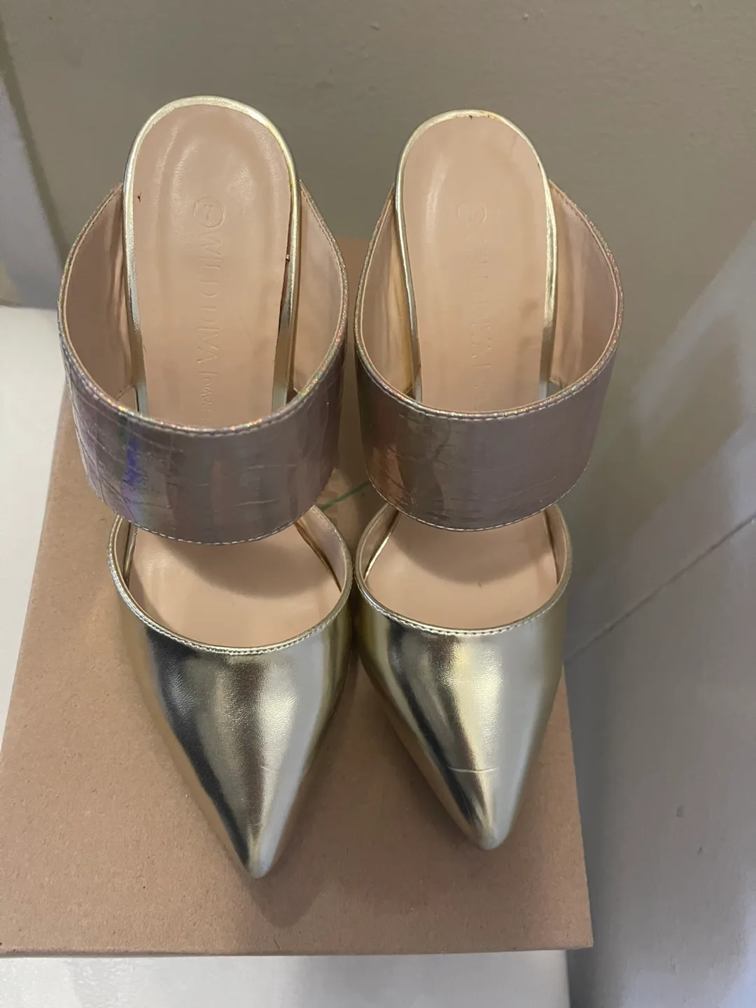 Wild Diva Lounge Gold Heels image indicator(3)