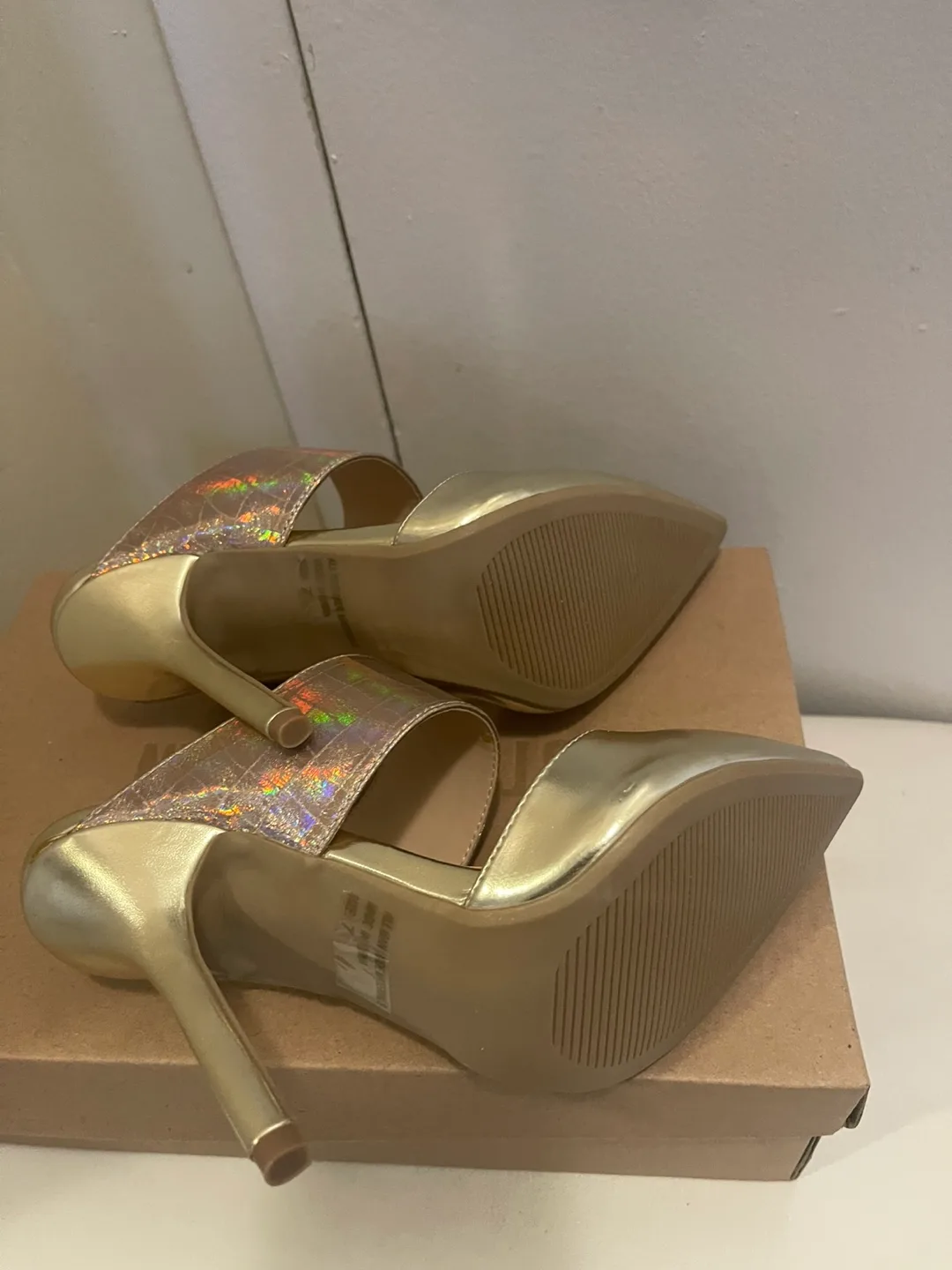 Wild Diva Lounge Gold Heels image indicator(2)