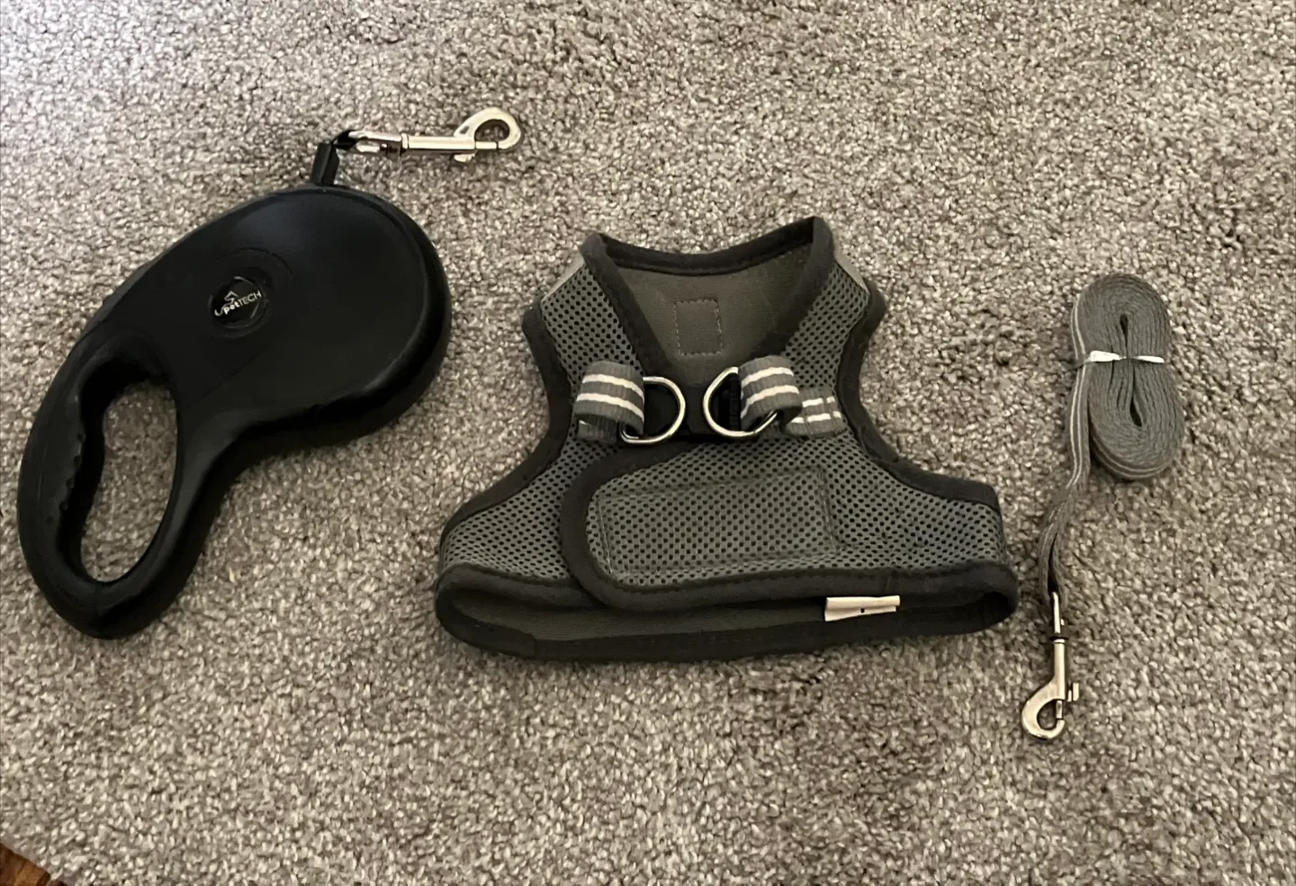 Pet Tech Retractable Leash & Harness Set - Grey thumbnail