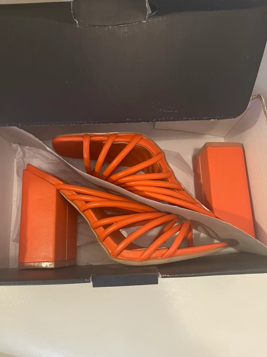 Fashion Nova Orange Heels, Size 6.1/2 image indicator(3)