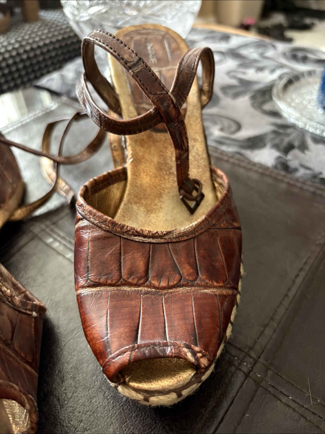 Nine West Leather Espadrille Wedge Sandals, Size 7 - photo 3