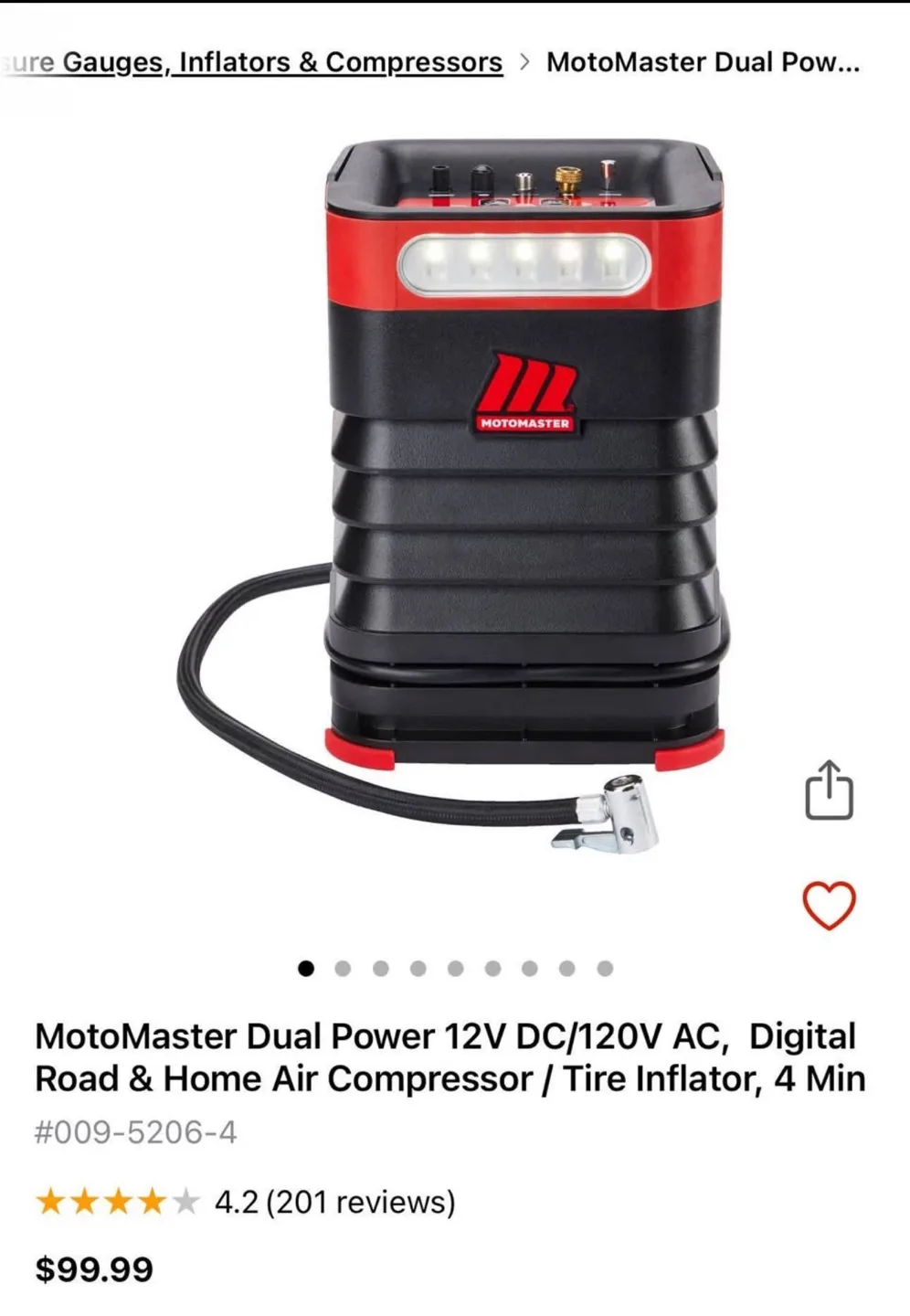 MotoMaster Dual Power Air Compressor/Tire Inflator thumbnail