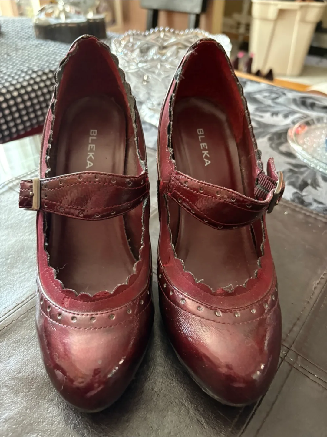 Bleka Burgundy Mary Jane Heels - Size 7 thumbnail