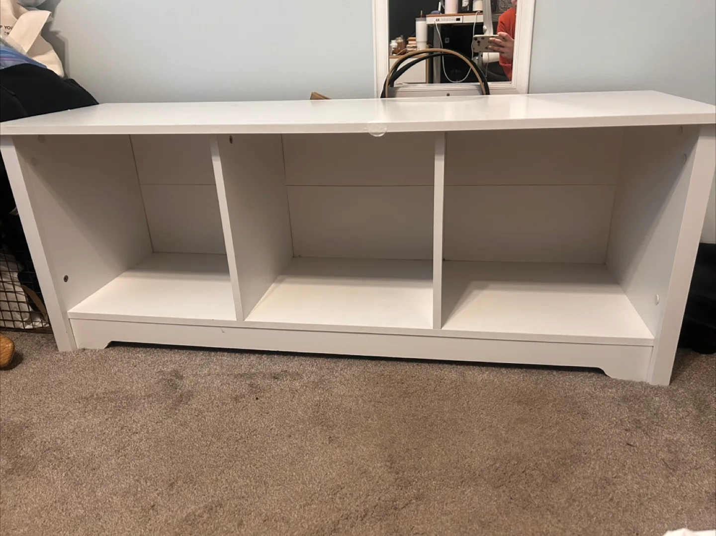 White Storage Bench with Cubbies thumbnail