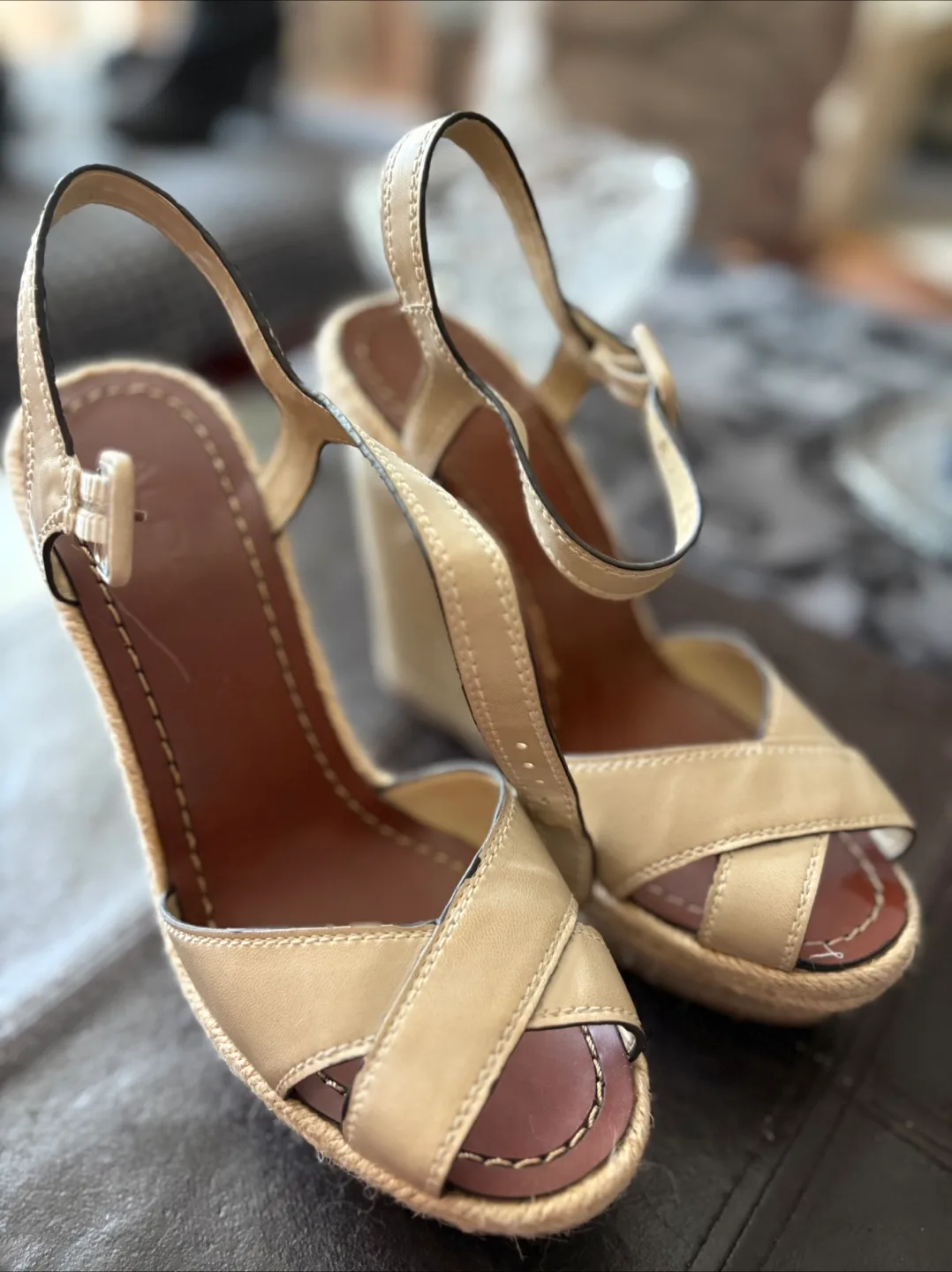 Aldo Beige Wedge Heels - Size 7 thumbnail