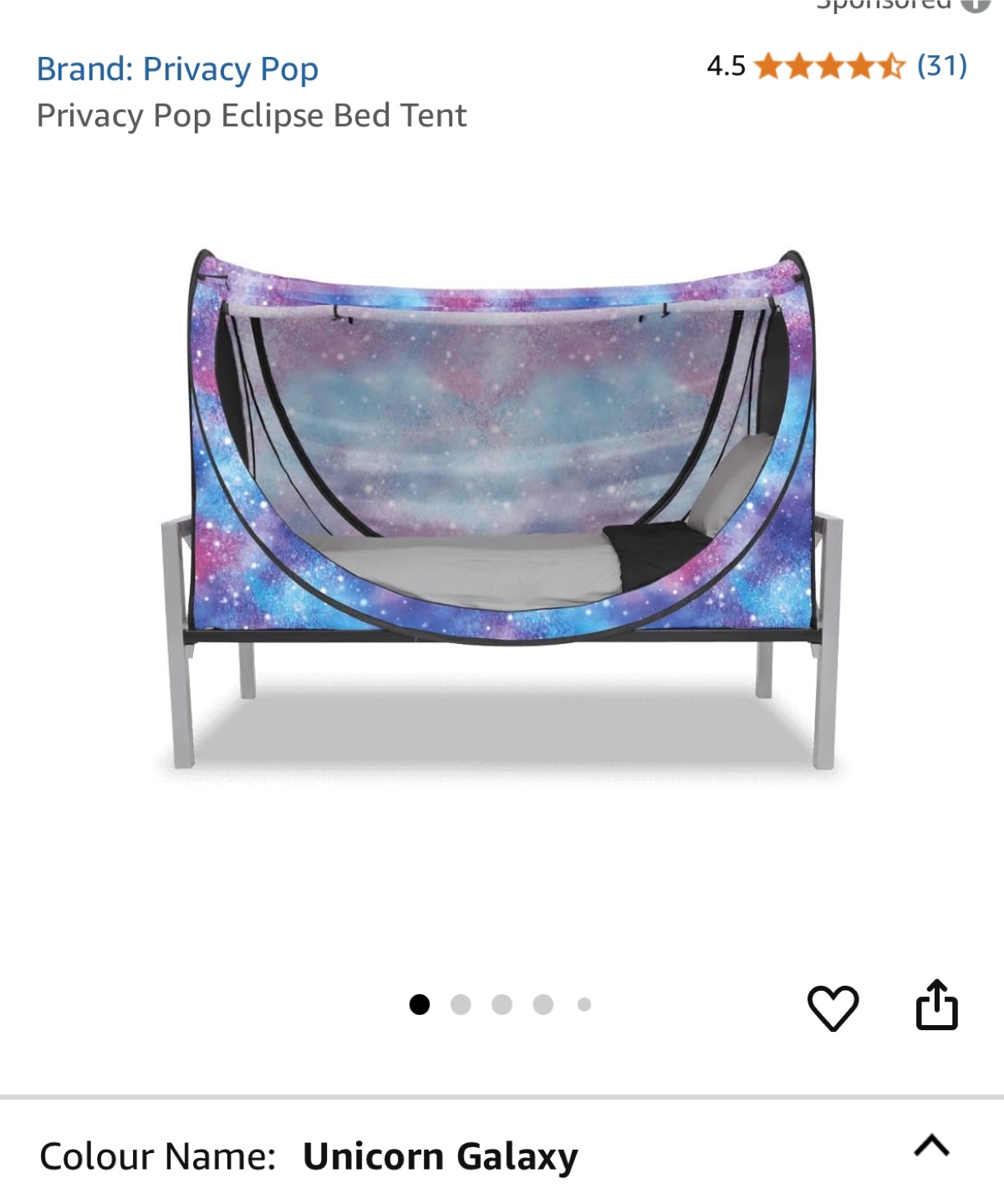 Privacy Pop Eclipse Bed Tent - Unicorn Galaxy Twin size
