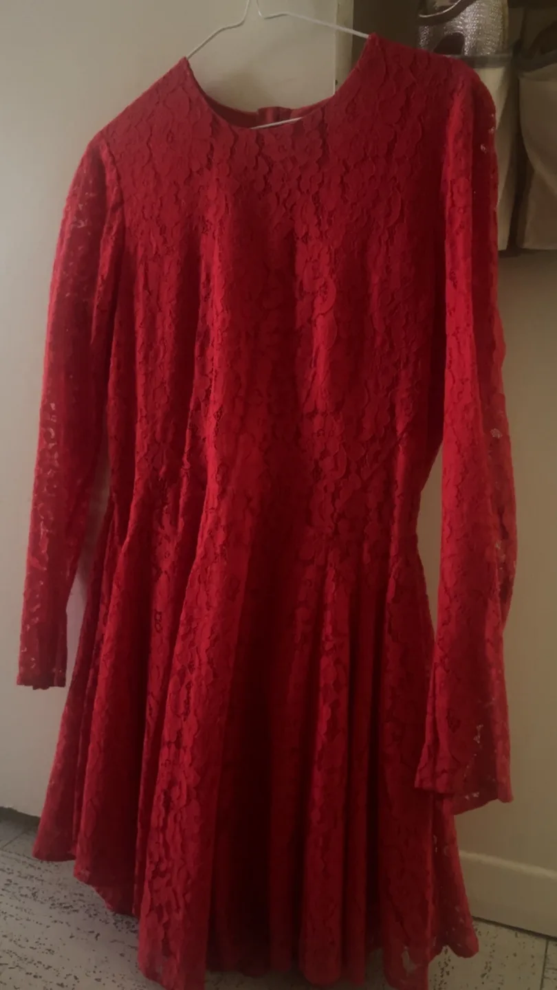 H and M Red Lace Dress thumbnail