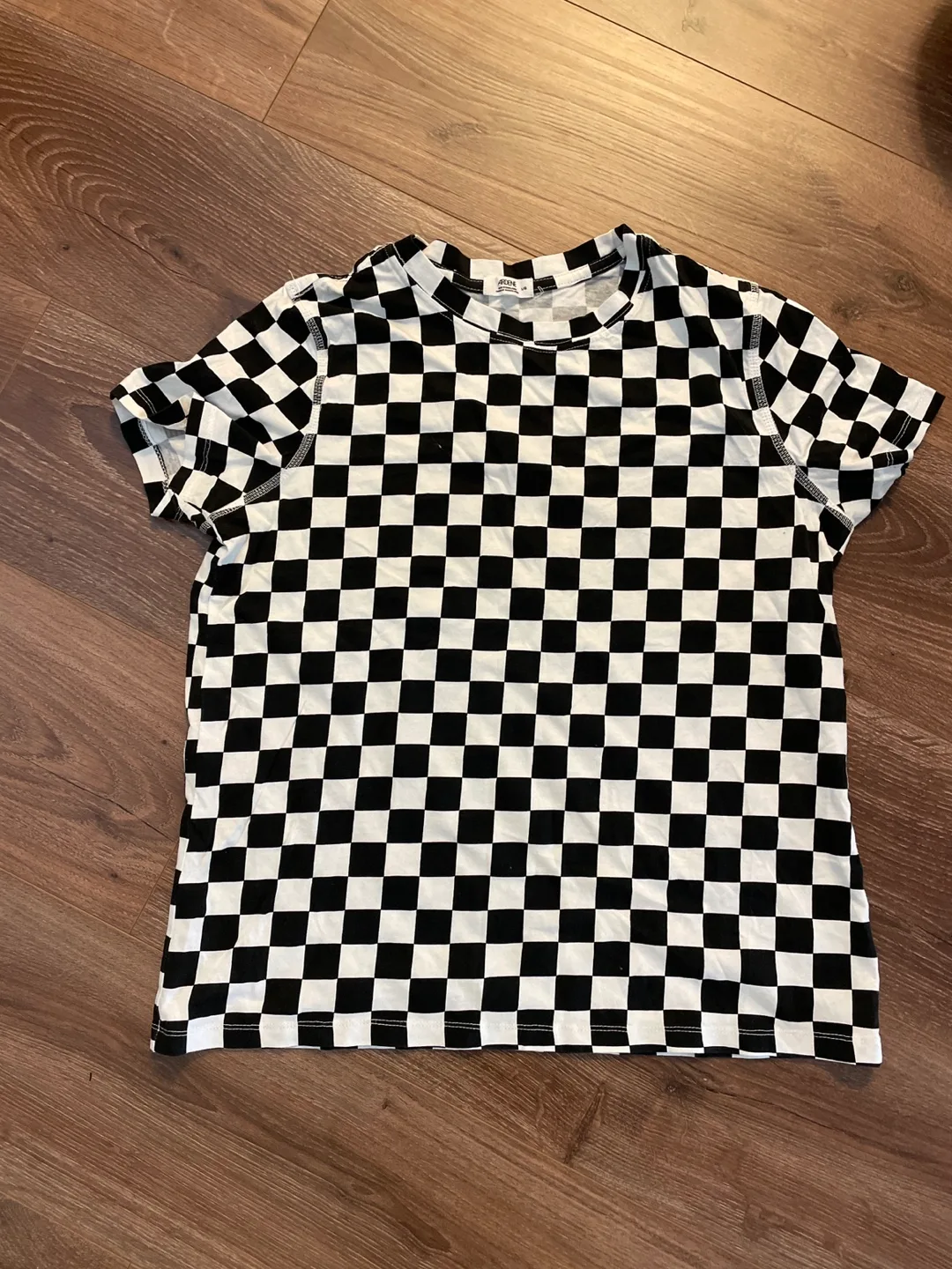 Ardene Black & White Checkered Tee - Size L thumbnail