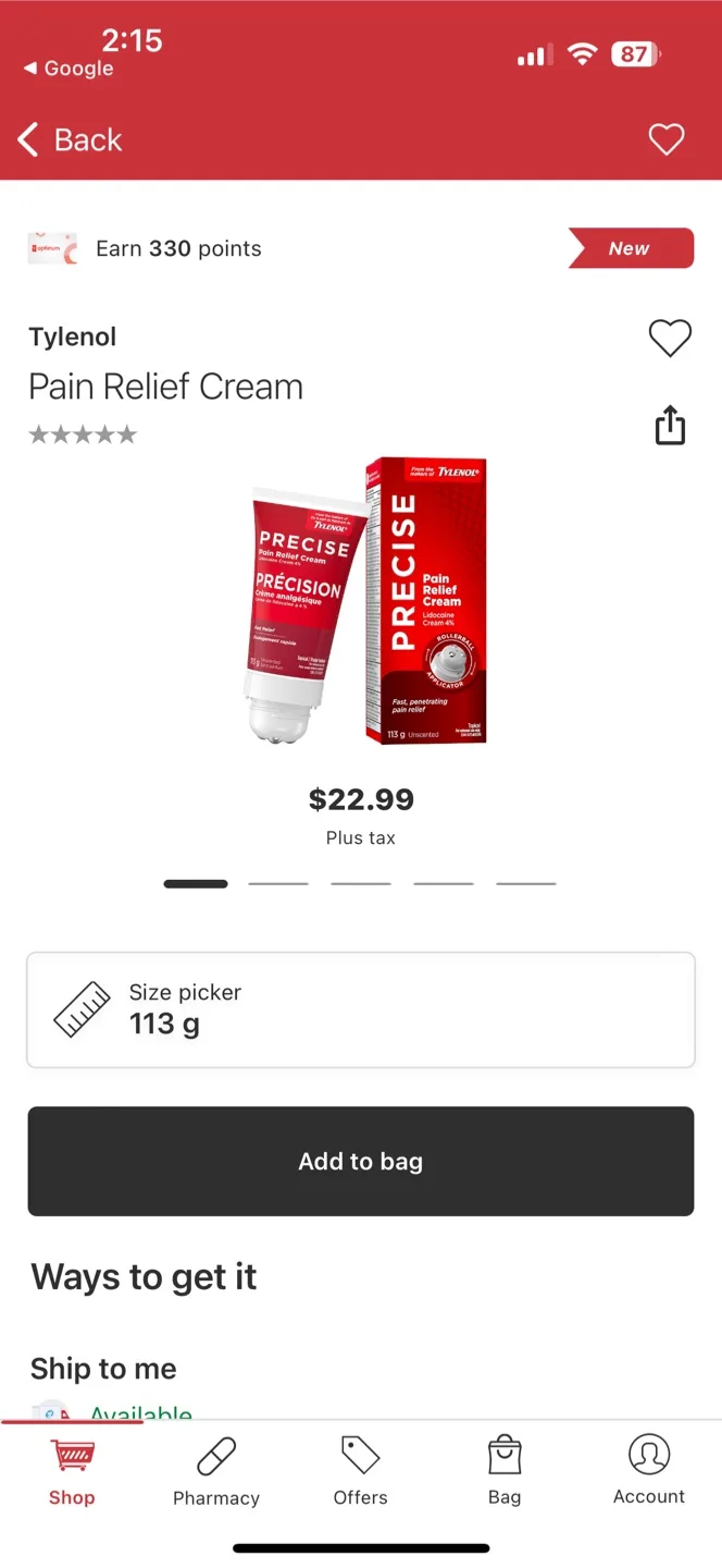 Tylenol Precise Pain Relief Cream - New! thumbnail