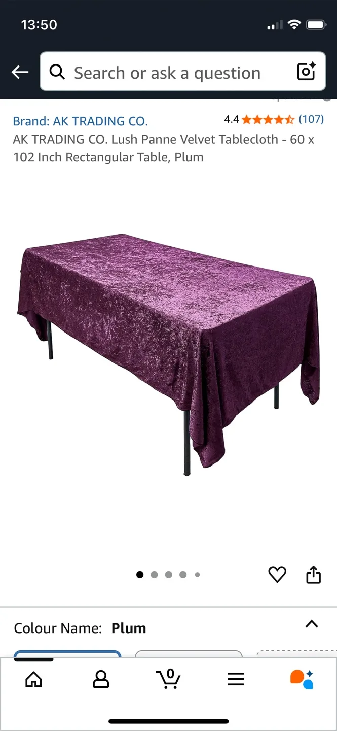 AK Trading Co. Velvet Tablecloth - Plum thumbnail