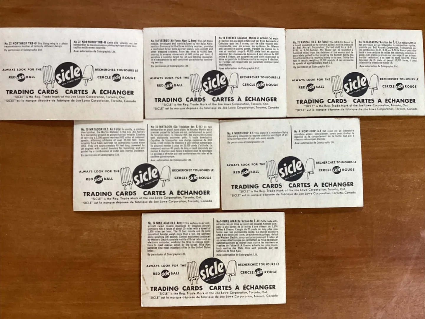 6. 1959 Sicle Trading Cards #’s 4, 10, 14, 18, 22, & 25 ! image indicator(8)