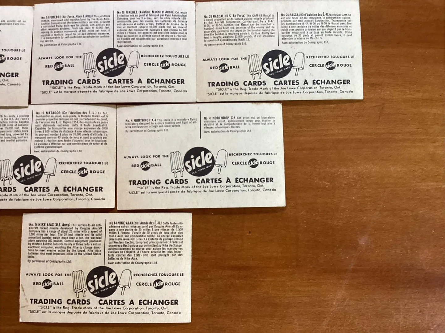 6. 1959 Sicle Trading Cards #’s 4, 10, 14, 18, 22, & 25 ! image indicator(10)