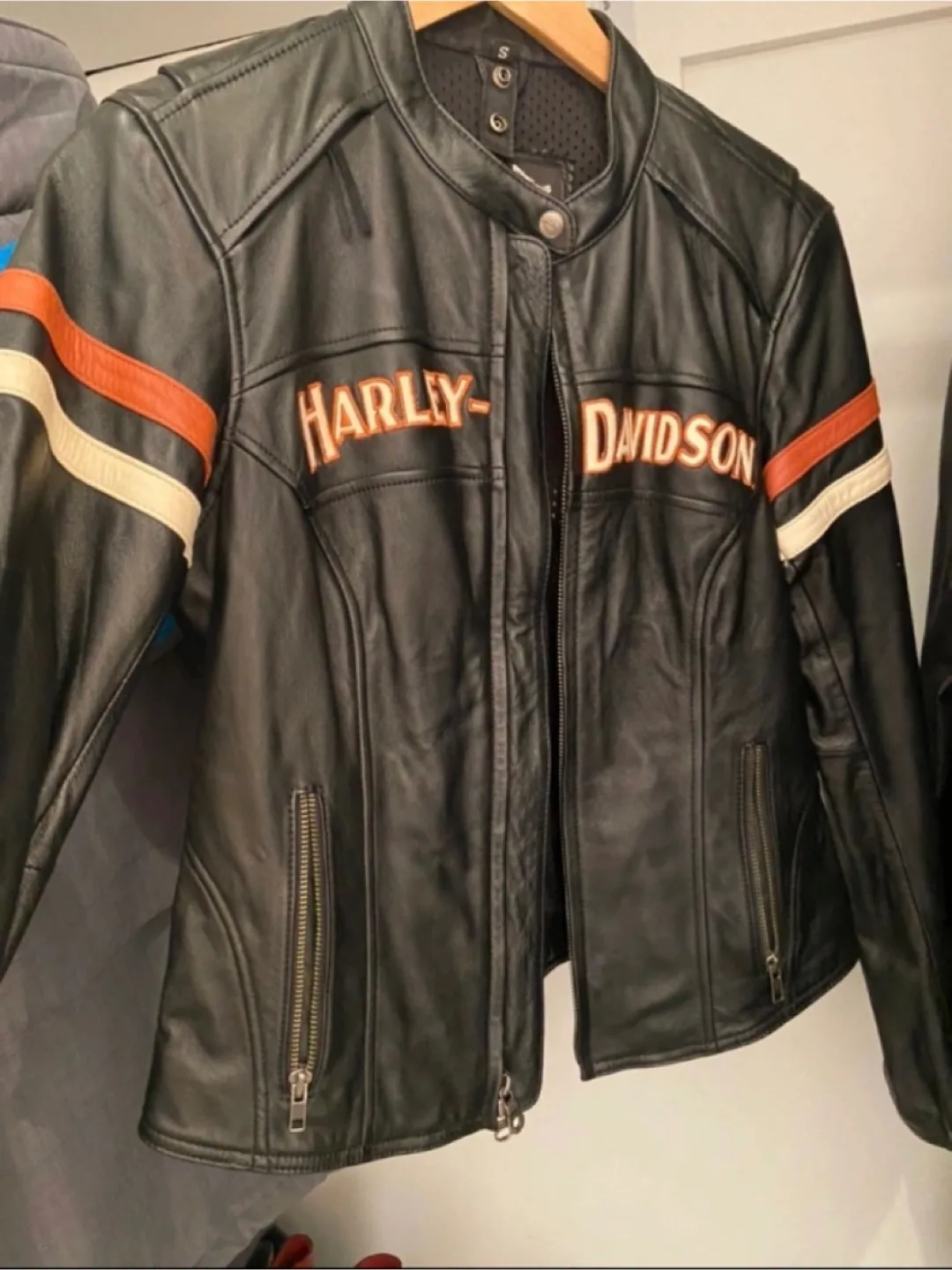 Harley-Davidson Black Leather Motorcycle Jacket - Size S thumbnail