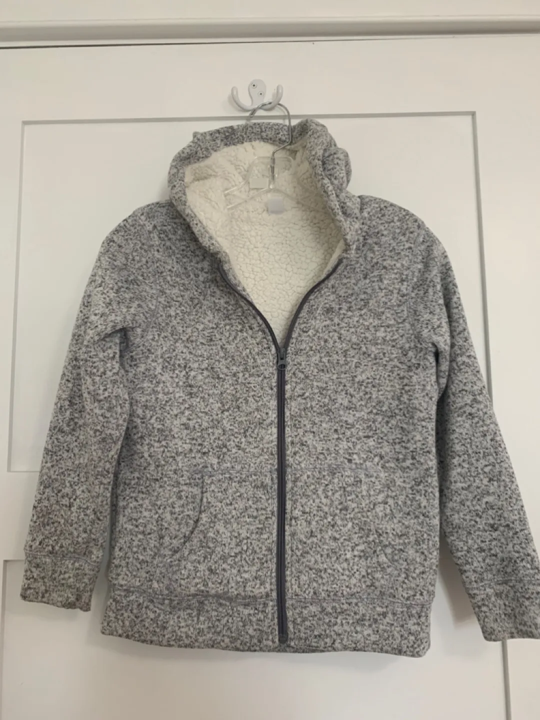 Old Navy Grey Sherpa-Lined Hoodie - Size L (10-12) thumbnail