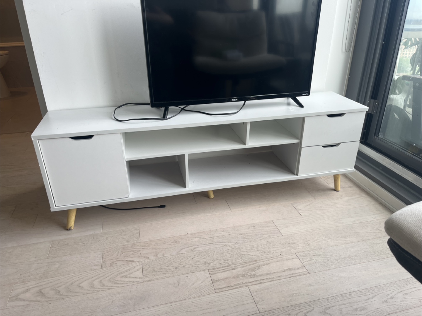 White TV Stand with Storage - photo 2