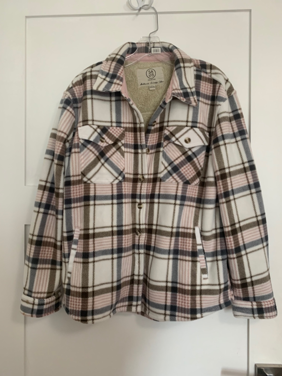 Sage Collective Plaid Sherpa Shacket - Size M - photo 3