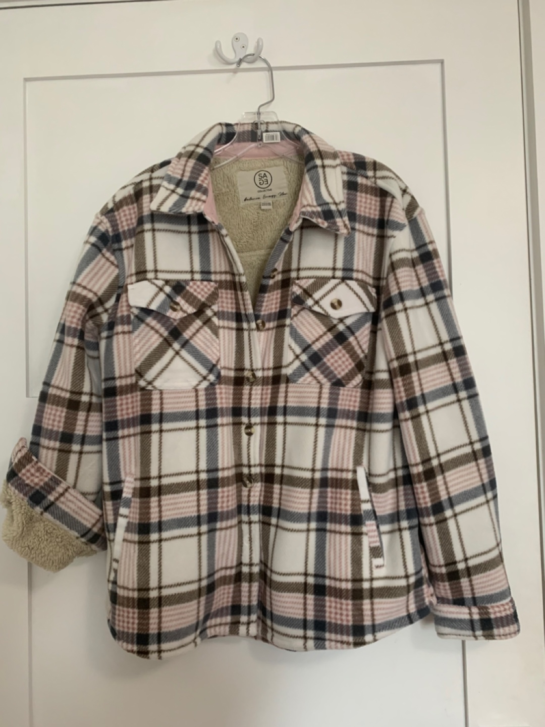Sage Collective Plaid Sherpa Shacket - Size M