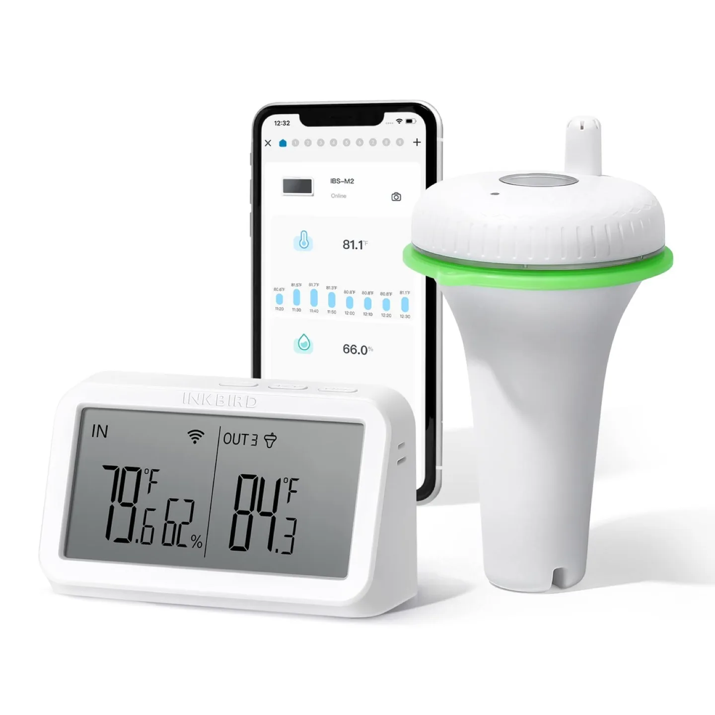 INKBIRD IBS-P02R Pool Thermometer w IBS-M2 Wi-Fi Gateway Combo thumbnail