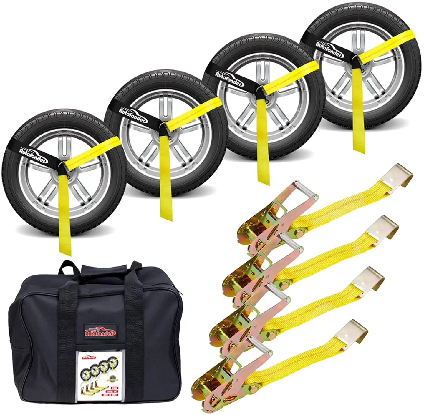 Autofonder Wheel Net Car Tie Down Straps Heavy Duty w J Hooks thumbnail