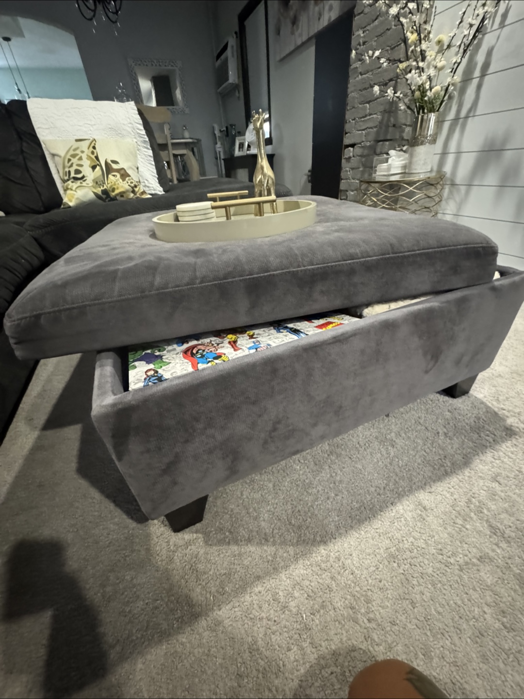 Gray Storage Ottoman