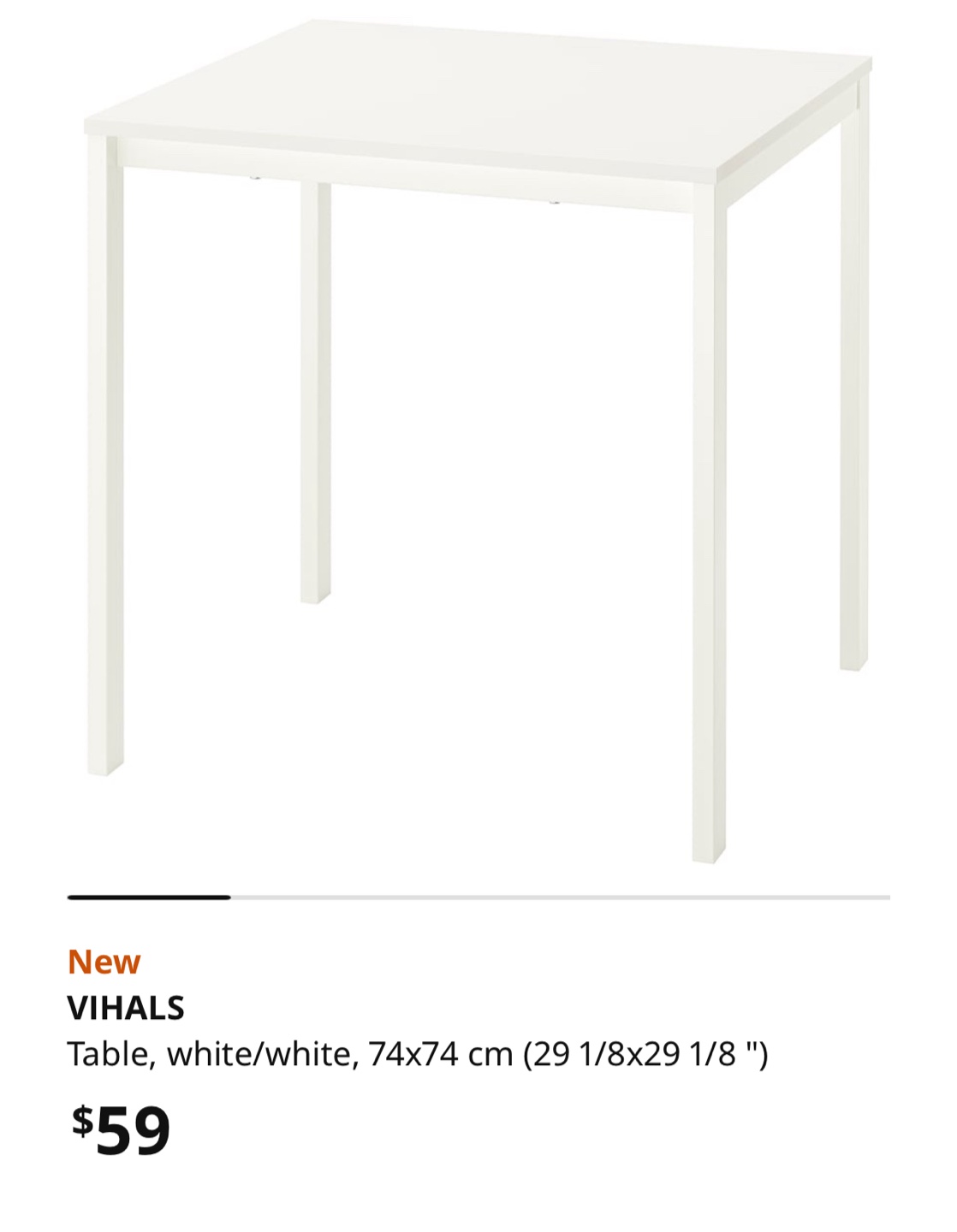New IKEA VIHAL Table, White, 74x74 cm - photo 4