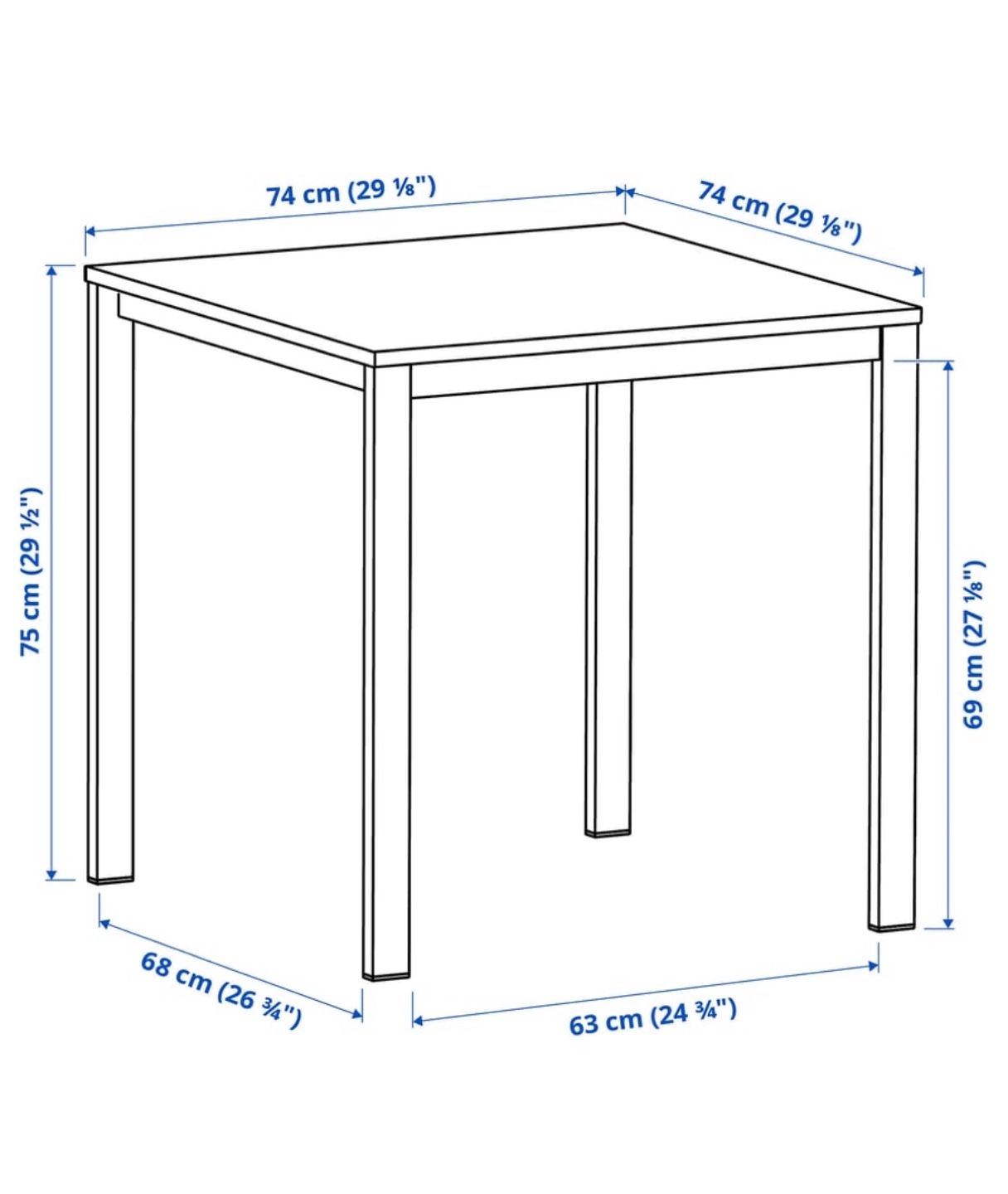 New IKEA VIHAL Table, White, 74x74 cm - photo 3