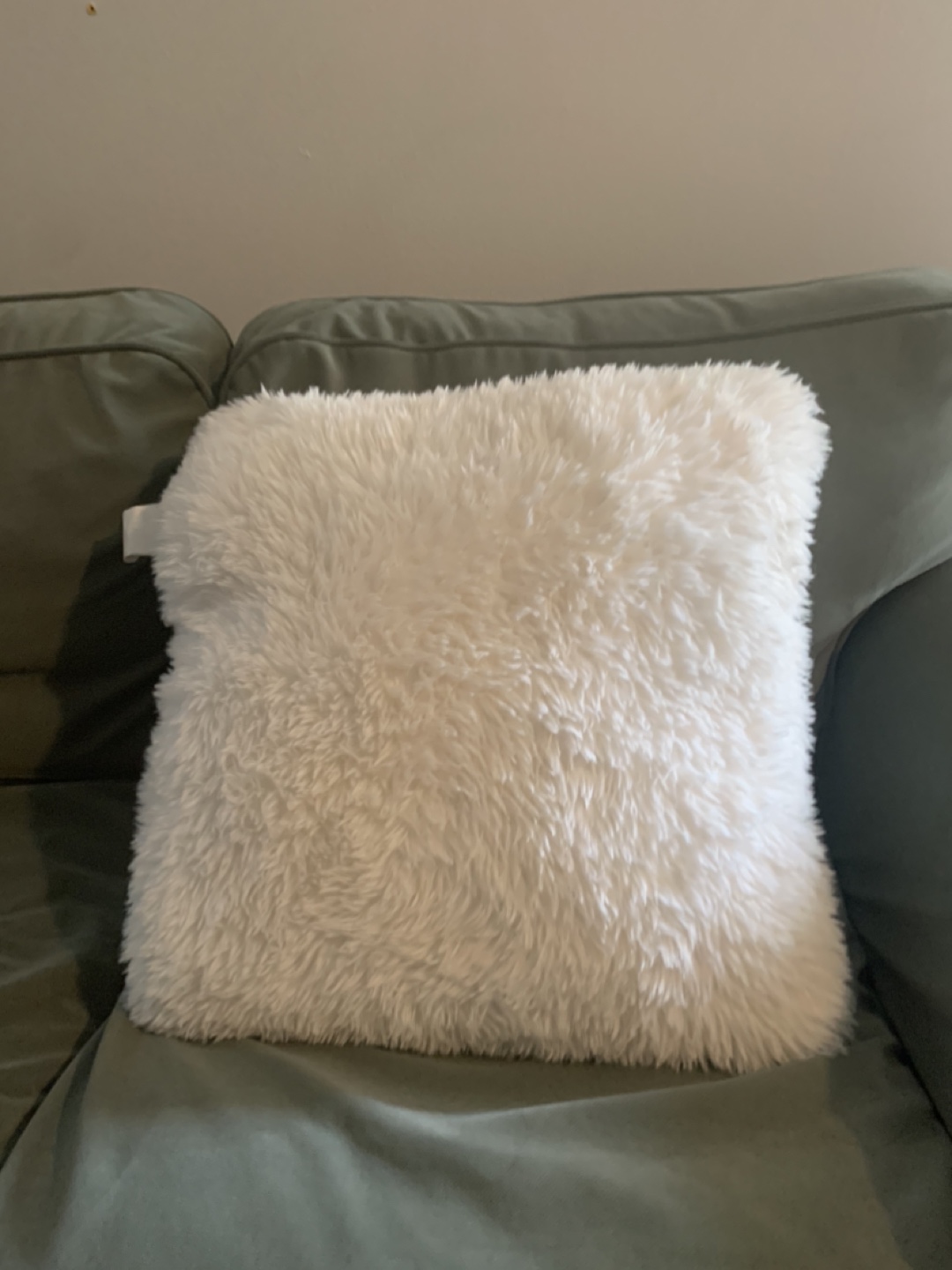 White Faux Fur Throw Pillow