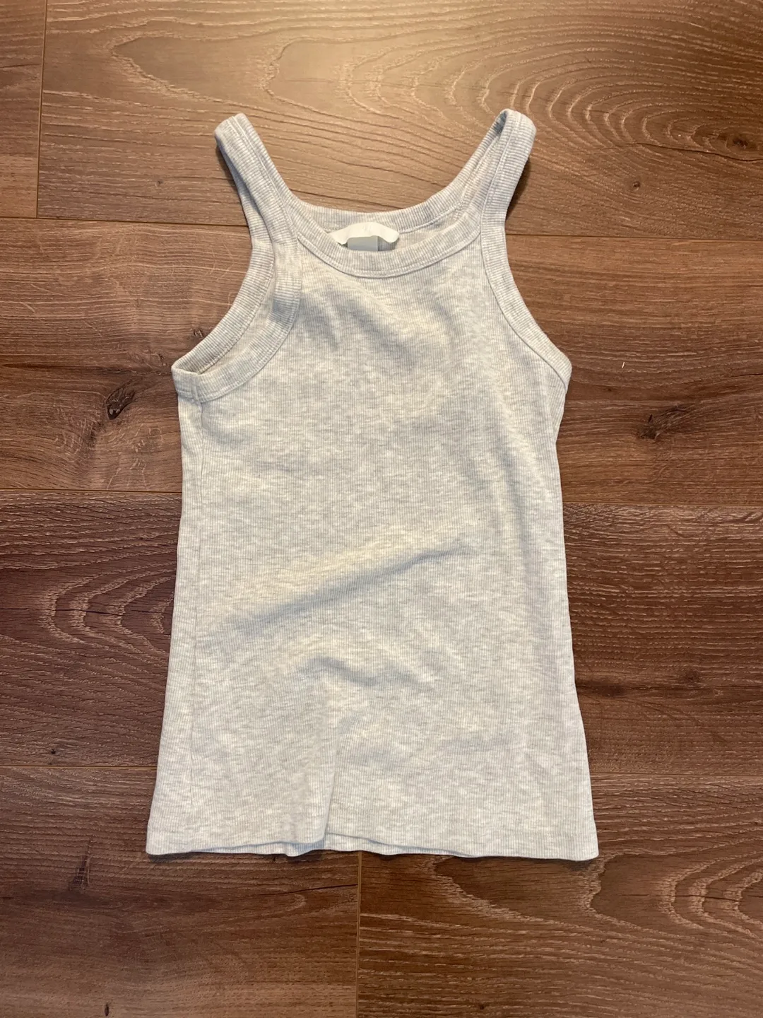 H&M Grey Ribbed Tank Top - Size S thumbnail