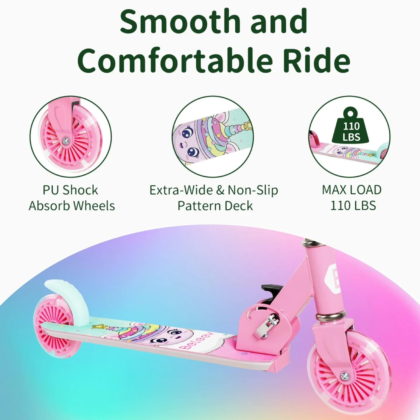 BELEEV V2 Scooters for Kids w Light-Up Wheels image indicator(5)