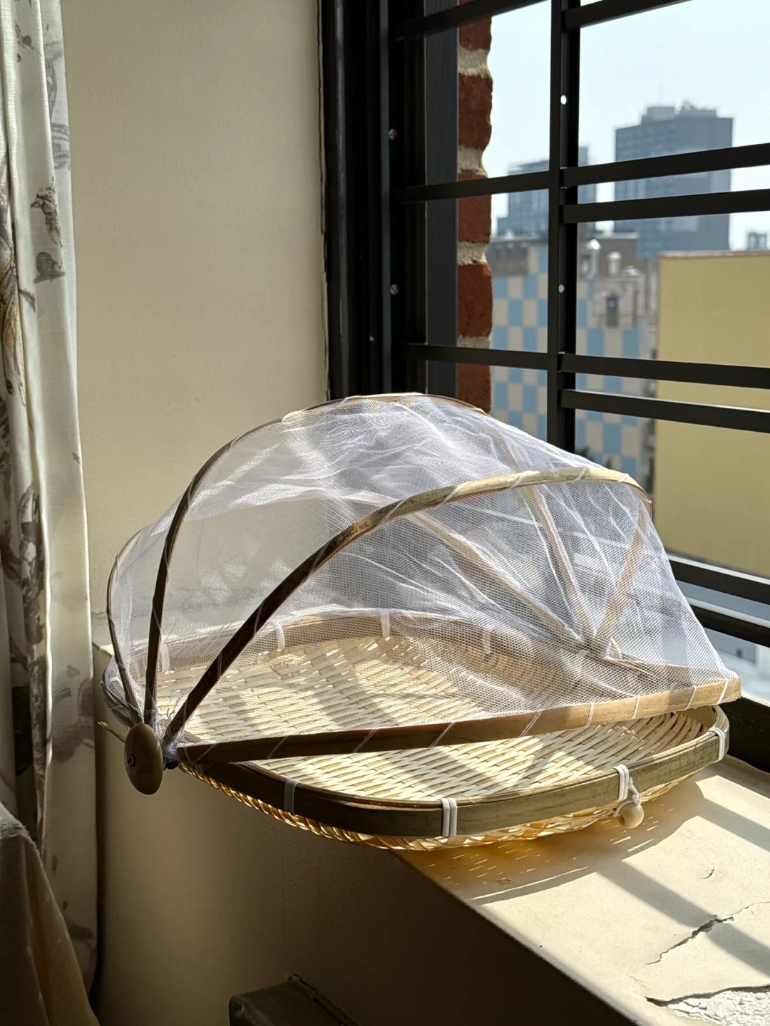 Bamboo Food Cover Basket with Net thumbnail