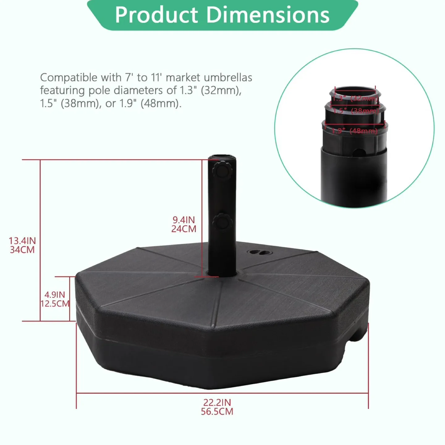 Heavy Duty Plastic Water/Sand Fillable Outdoor Umbrella Base image indicator(6)