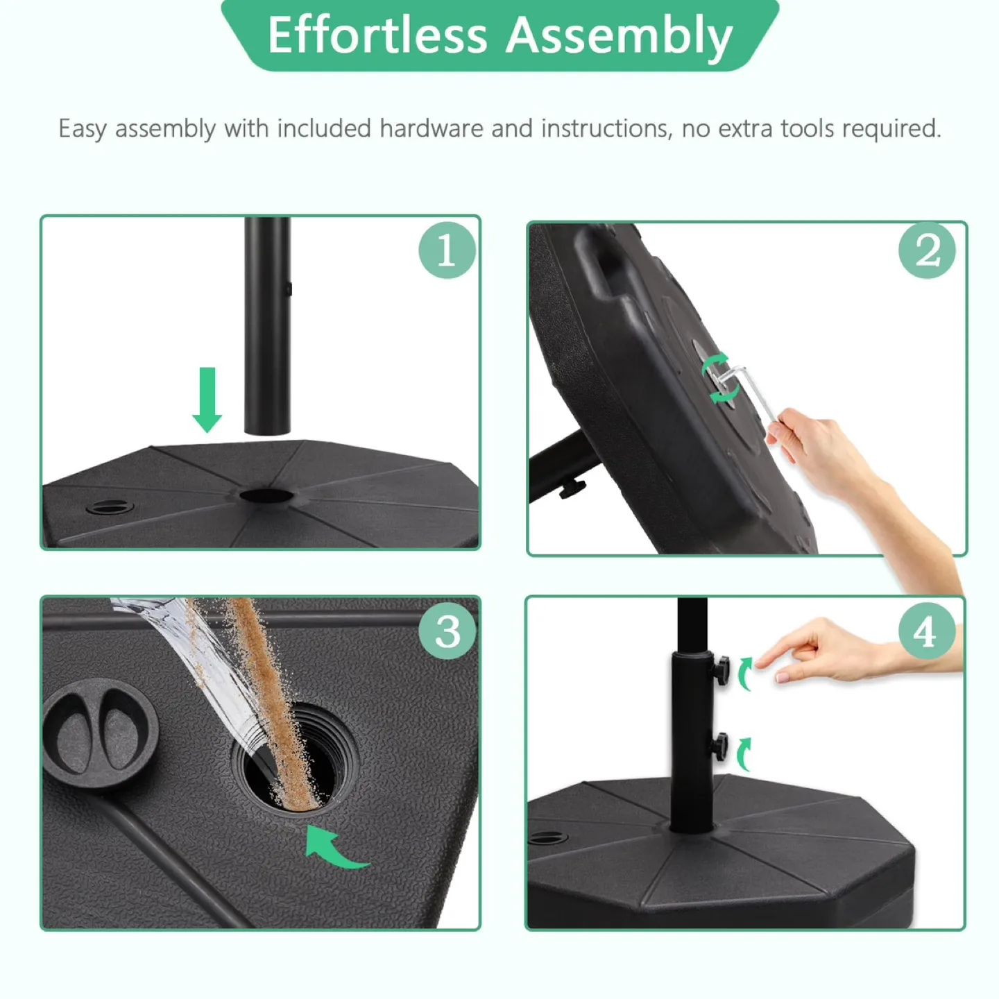 Heavy Duty Plastic Water/Sand Fillable Outdoor Umbrella Base image indicator(5)