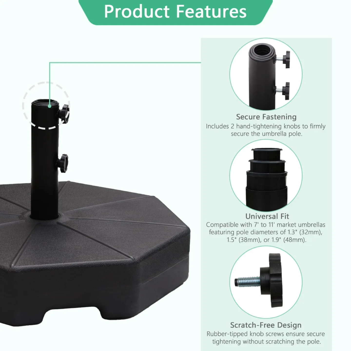 Heavy Duty Plastic Water/Sand Fillable Outdoor Umbrella Base image indicator(2)